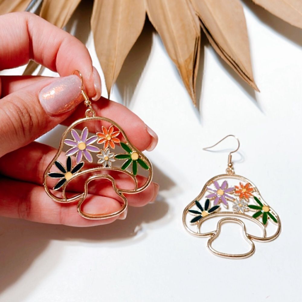 mushroom dangle earrings #395